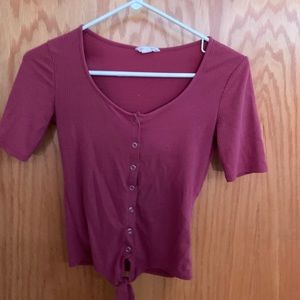 x-small pink button t-shirt